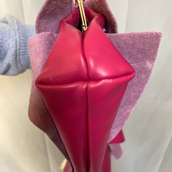 Fiordaliso Made In Italy Pink Leather Layered Clutch Crossbody Bag - Picture 9 of 16